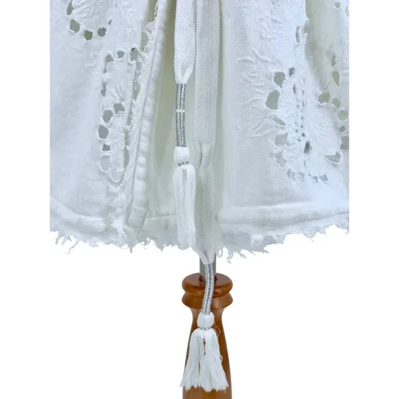 Free People Ivory French Terry Relaxed Hooded Wrap Cardigan Jacket Coastal Boho